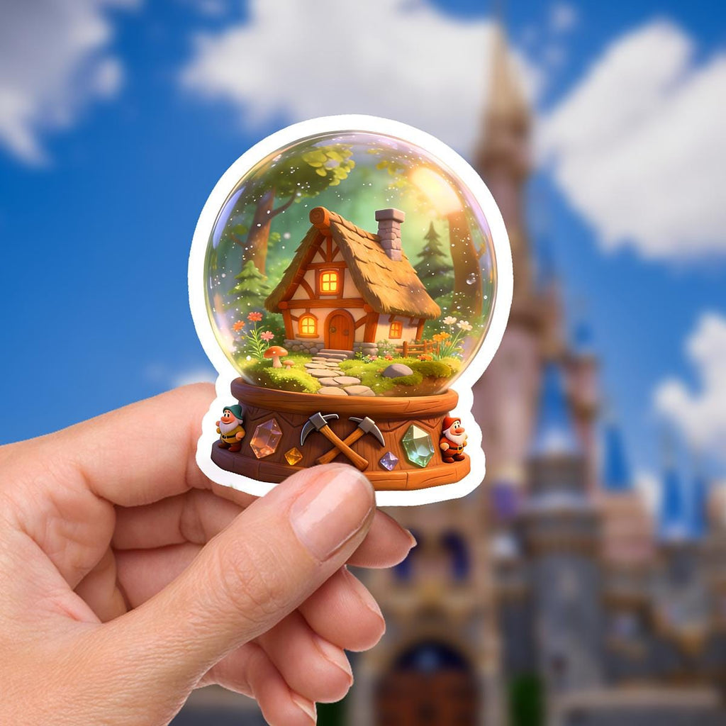 Snow White Seven Dwarfs Snow Globe Sticker: Waterproof Vinyl Decal. disney gift, disney presents, water bottle stickers, journal stickers, disney stickers hydro bottle stickers