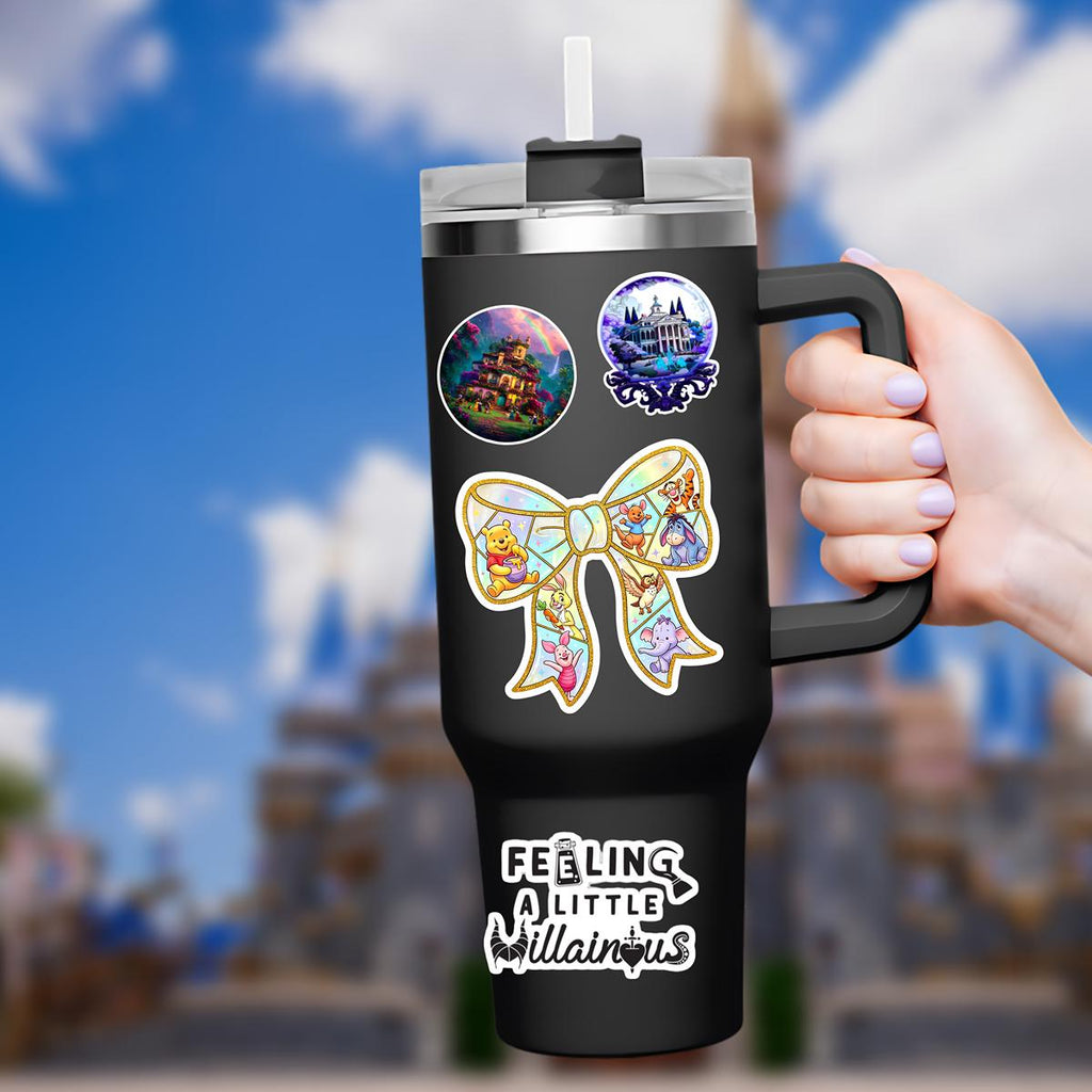 Disney Winnie The Pooh Coquette  Sticker Waterproof HydroFlask,  Disney Laptop, Disneying Theme Park Vacation, Castle Park Mouse, disney gift, disney present, cell phone decal, laptop decal, cell phone sticker, journal stickers, winnie the pooh, piglet, eeyore