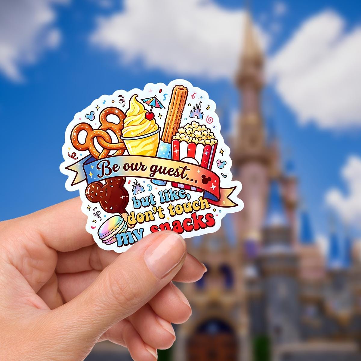 Disney Snacks, Humor Decal Sticker Waterproof Disney Laptop, Disneying Theme Park Vacation, Castle Park Mouse