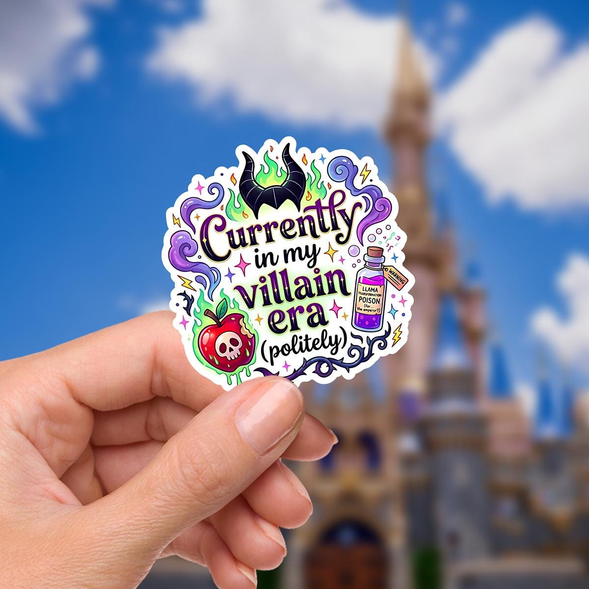 Disneyy Villain Maleficent Sticker Disney Humor villainous Waterproof Disney Laptop, Disneying Water Bottle Hydro Bottle Theme Park Vacation