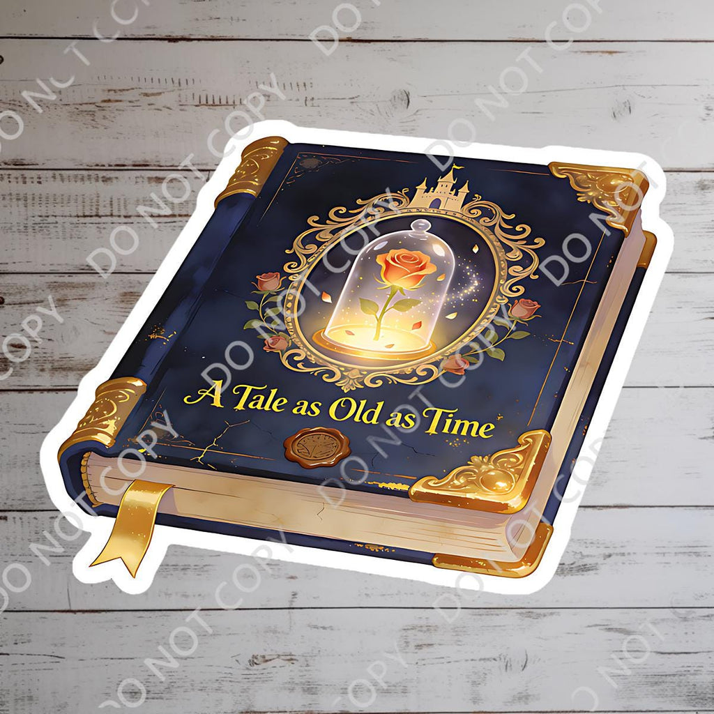 Disney Princess Belle Beauty And The Beast  Book Sticker , Kindle Stickers Waterproof Laptop Decal, funny stickers, funny sticker, disney gift, bottle sticker