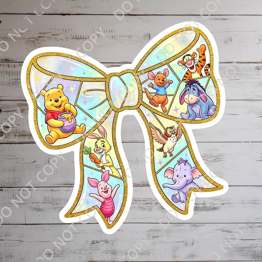 Disney Winnie The Pooh Coquette  Sticker Waterproof HydroFlask,  Disney Laptop, Disneying Theme Park Vacation, Castle Park Mouse, disney gift, disney present, cell phone decal, laptop decal, cell phone sticker, journal stickers, winnie the pooh, piglet, eeyore