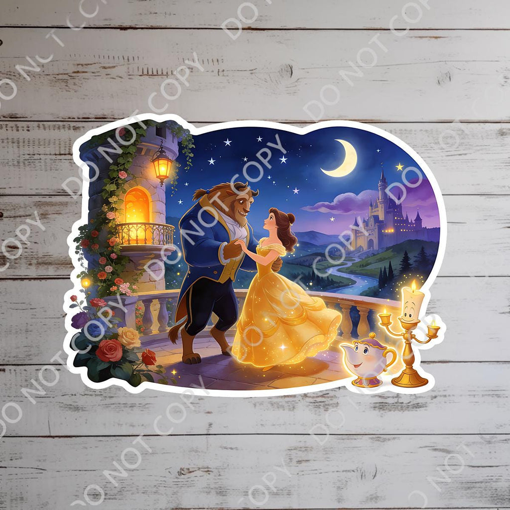Disney Beauty and The Beast Sticker: Waterproof Vinyl Decal for Laptop, Water Bottle