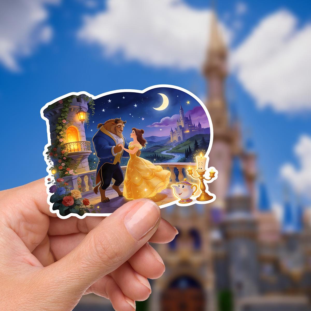 Disney Beauty and The Beast Sticker: Waterproof Vinyl Decal for Laptop, Water Bottle