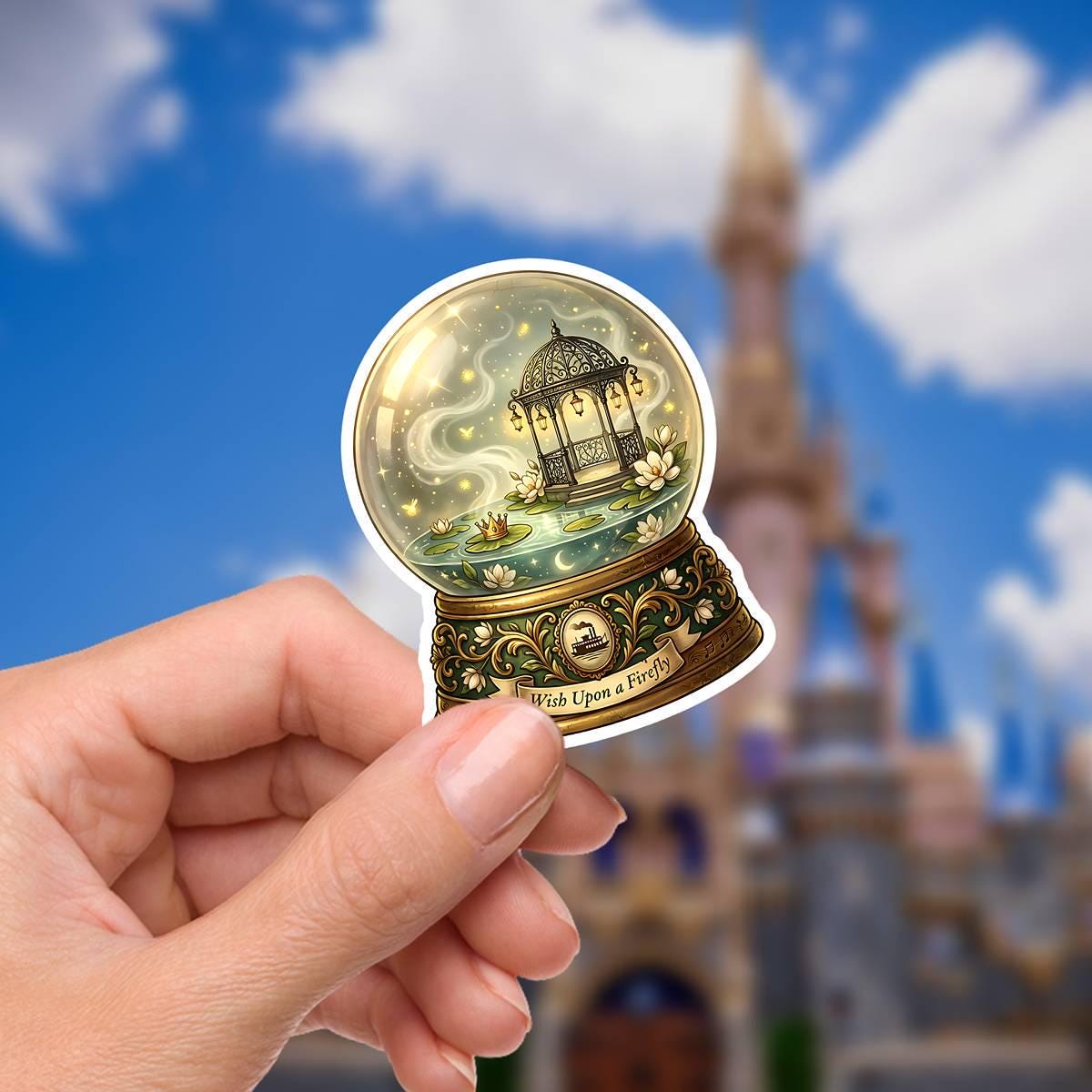 Disney Tiana Princess And The Frog  Snow Globe Waterproof Disney Laptop Stickers Tianas Place Disney Gift planner stationery decal water, kindle stickers, journal stickers,