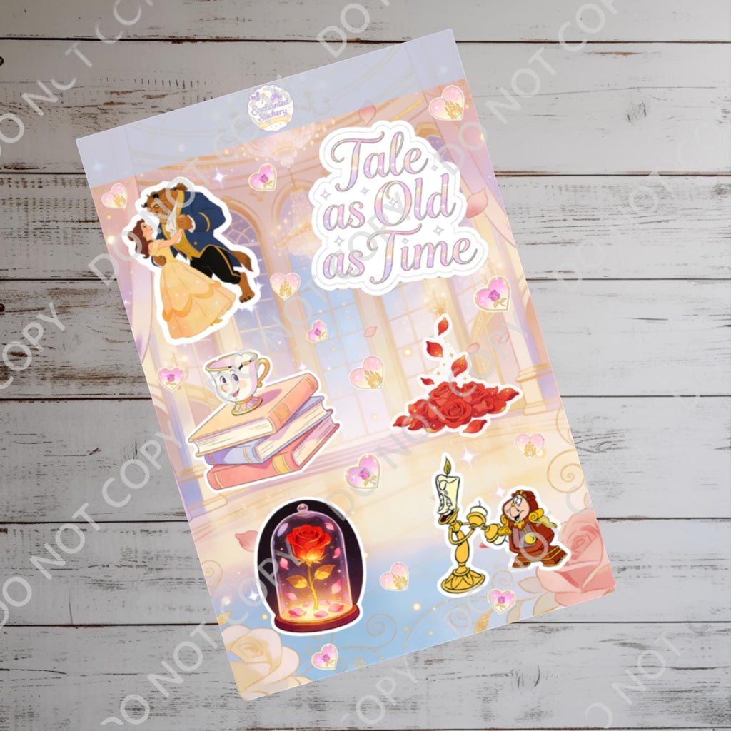 Beauty And The Beast Sticker Sheet, Ray, Kindle Sticker, Laptop Decal
