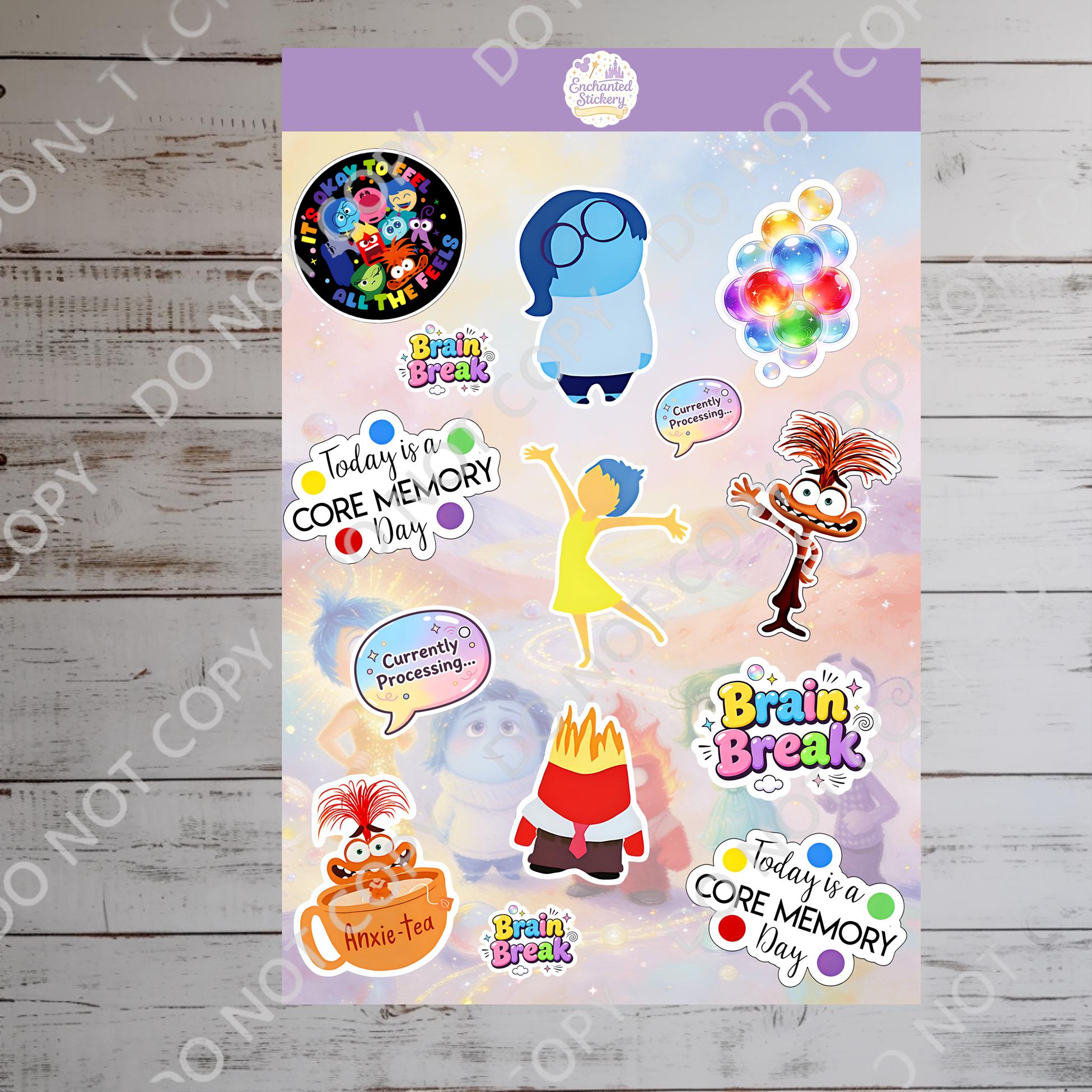 Disney Inside Out Sheet Sticker, Mental Health, Kindle Sticker, Laptop Decal Bottle Sticker