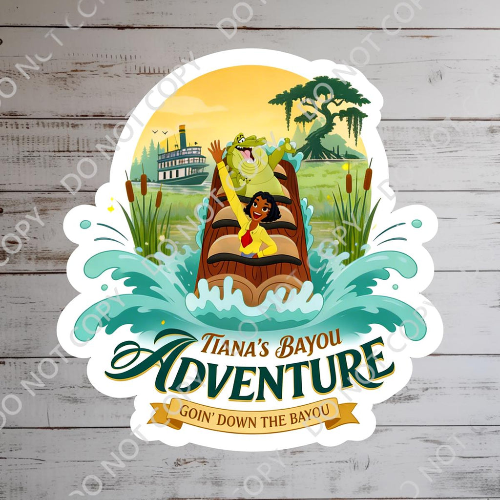 Disneyy Ride Tiana's Bayou Sticker, Water Bottle Stickers Waterproof Disney Laptop, Disneying Theme Park Vacation, Castle Park Mouse
