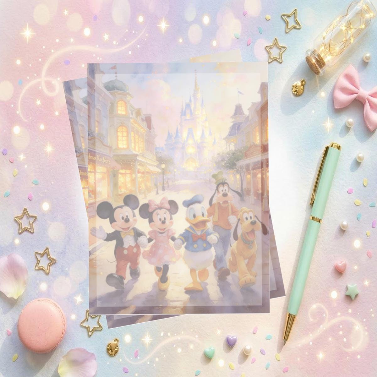 Disneyy Mickey And Friends Mainstreet USA Memo Notepad 50 sheets bullet journal Disney planner paper scrapbook stationery notebook supplies