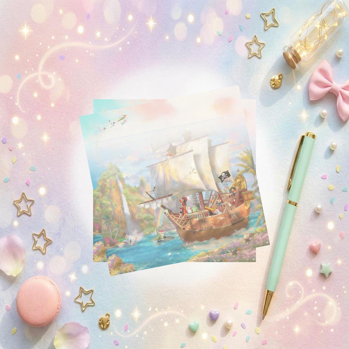Disney Peter Pan NeverLand Memo Notepad 50 sheets bullet journal Disney planner paper scrapbook stationery notebook supplies