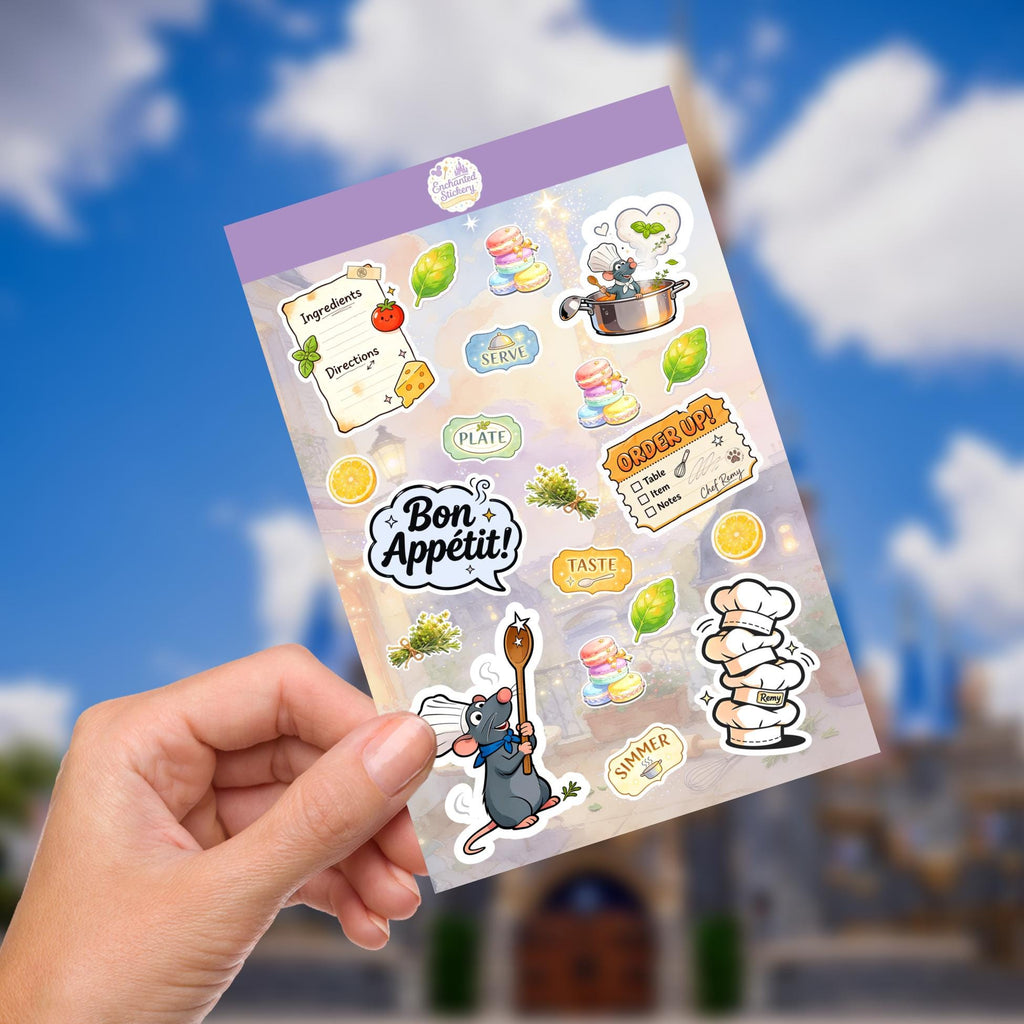 Ratatouille Chef Remy  Sheet Sticker, Ray, Kindle Sticker, Laptop Decal, water bottle sticker