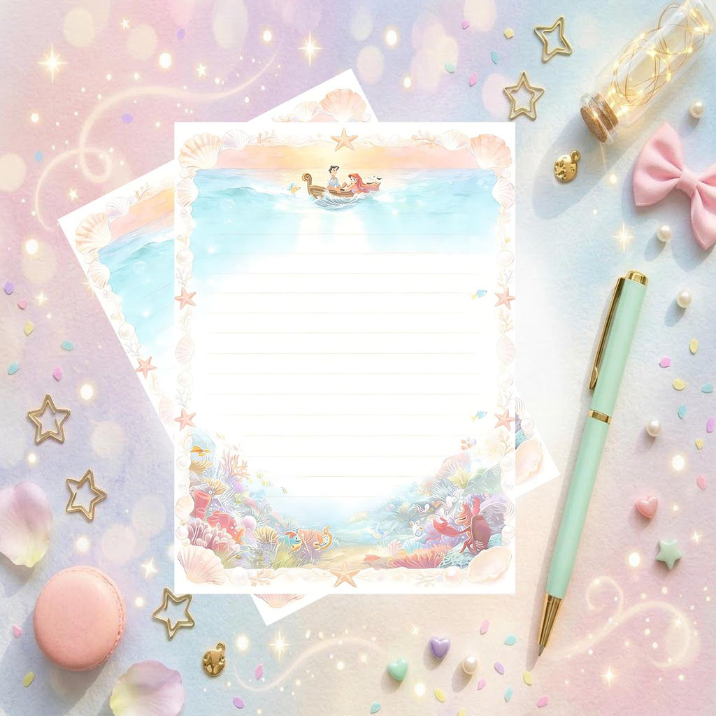 Disneyy Little Mermaid Memo Notepad 50 sheets bullet journal Disney planner paper scrapbook stationery notebook supplies