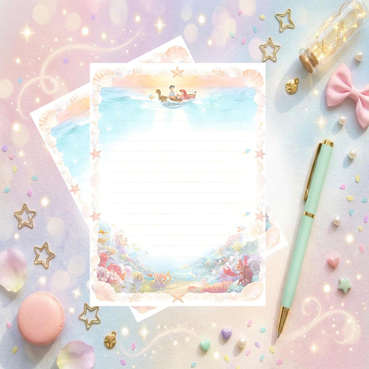Disneyy Little Mermaid Memo Notepad 50 sheets bullet journal Disney planner paper scrapbook stationery notebook supplies