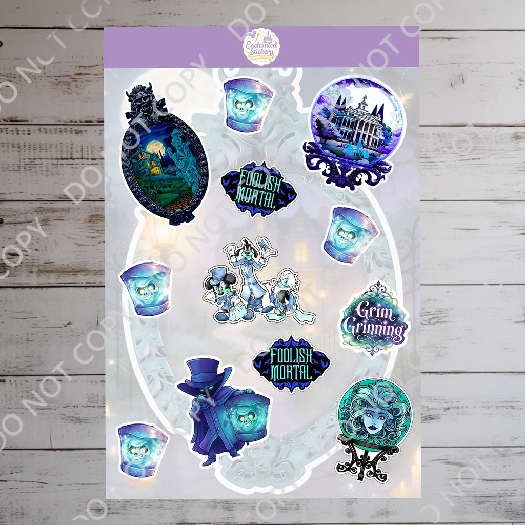 Disney Haunted Mansion Sheet  Sticker, Bottle Sticker,  Kindle Sticker, Laptop Decal