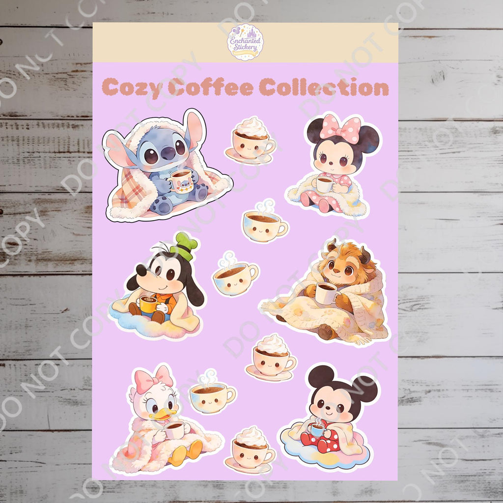Disney Mickey and Friends Cozy Coffee Sticker, Bottle Sticker,  Kindle Sticker, Sheet Sticker, Laptop Decal