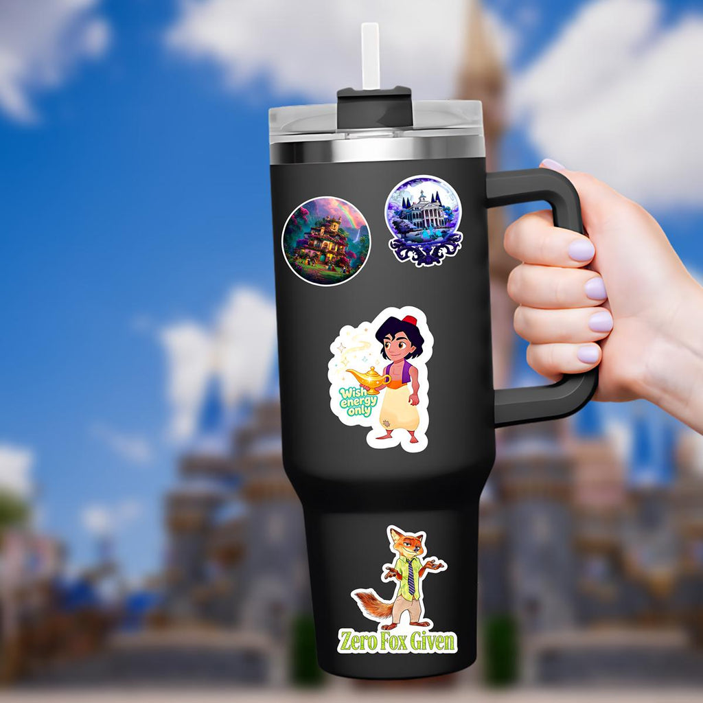 Aladdin Possitive vibes Humor Waterproof Disney Hydro Bottle Laptop Stickers, kindle stickers planner stationery decal water bottle cell