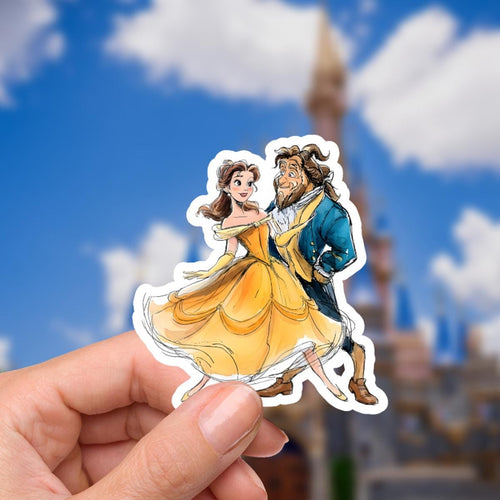 Beauty and The Beast Belle Sticker: Waterproof Vinyl Decal for Laptop, Water Bottle Sticker